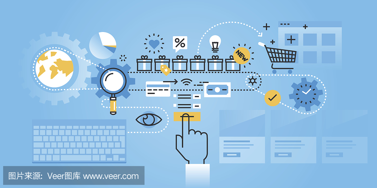 平面線條設(shè)計(jì)網(wǎng)站橫幅的網(wǎng)上購(gòu)物程序